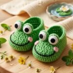 Knitted Ankle Boots with a Frog Design